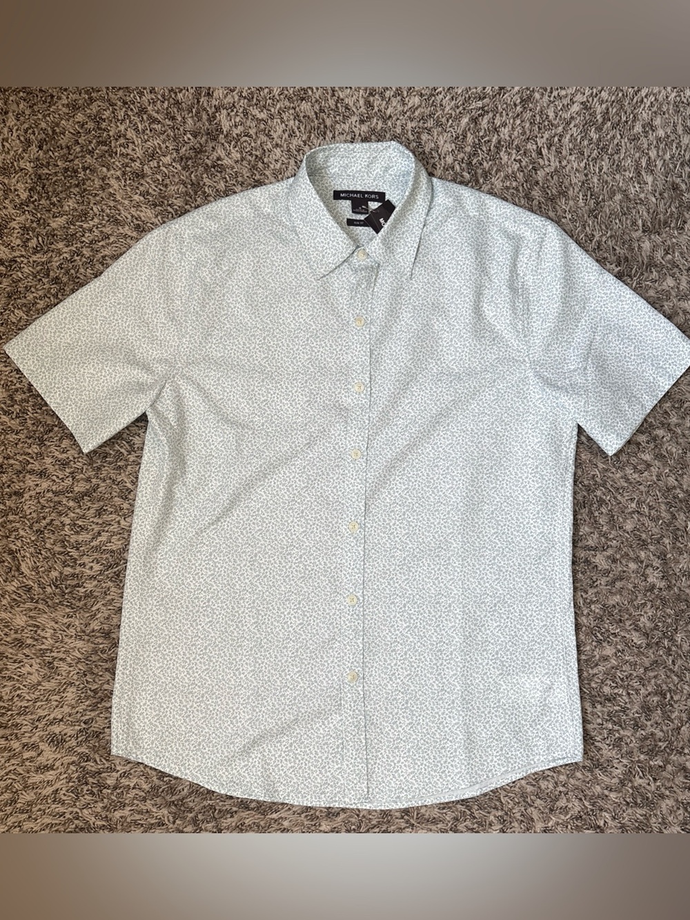 Michael Kors Mens Slim Fit Moisture Wicking Floral Button Down Shirt, Medium NWT